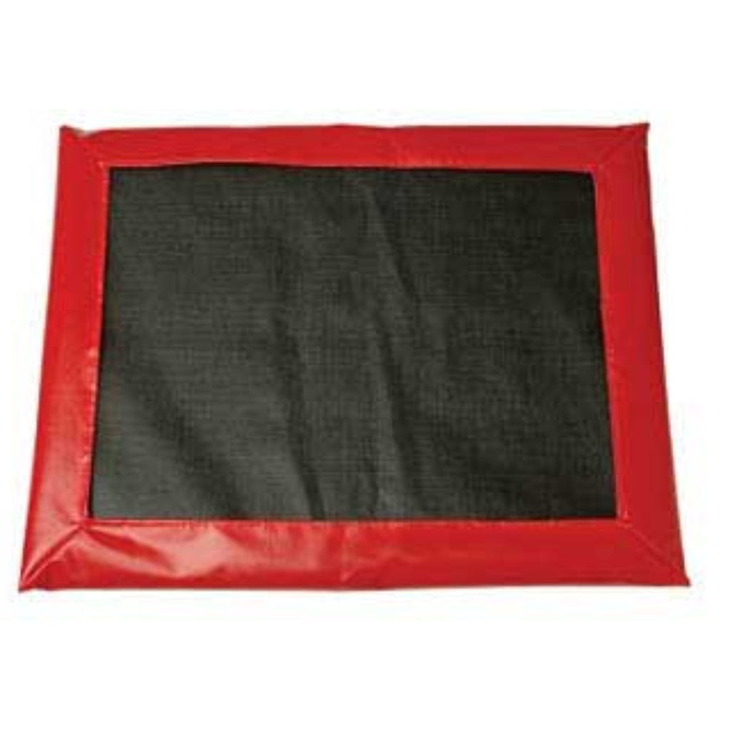 Red border around a black mat on a white background