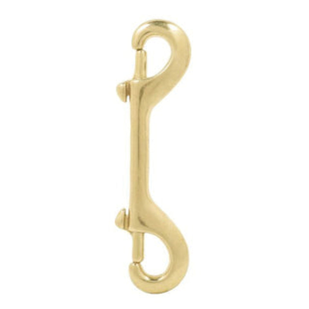 A nickel-plated bronze/solid brass double-end bolt snap hook.